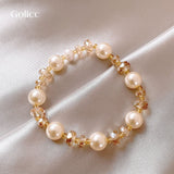 Golicc Pearl & Crystal Bracelet 香檳色水晶珍珠手鍊🎁配禮盒🎁 (1/7截 預計8月上旬)