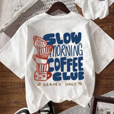 批發價-Morning Coffee Club圖案男女裝寬鬆Tee (6/10截 預計11月上旬)