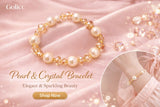 Golicc Pearl & Crystal Bracelet 香檳色水晶珍珠手鍊🎁配禮盒🎁 (1/7截 預計8月上旬)