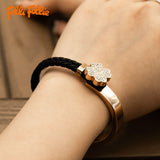 批發價-Folli Follie玫瑰金色閃石幸運四葉草編織手鐲🎁附禮盒🎁2025/11 (25/11截 12月中旬)