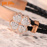 批發價-Folli Follie玫瑰金色閃石幸運四葉草編織手鐲🎁附禮盒🎁2025/11 (25/11截 12月中旬)