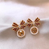 Golicc新款晶石珍珠蝴蝶結耳環 🎁配禮盒🎁 (5/3截 預計3月下旬)