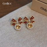 Golicc新款晶石珍珠蝴蝶結耳環 🎁配禮盒🎁 (5/3截 預計3月下旬)