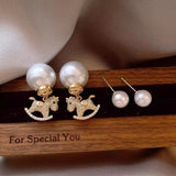 Golicc廣告限定馬年款木馬珍珠閃石耳環🎁配禮盒🎁 (5/3截 預計3月下旬)