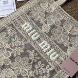 批發價-MiuMiu Summer Reads Lace 米白色刺繡Tote Bag (10/8截 預計9月中下旬)