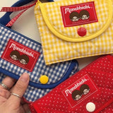 超可愛 Monchhichi 萌趣格紋收納包 🧸一套3個 (29/9截 預計10月下旬)