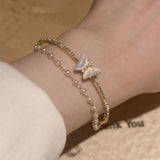 批發價- 韓國熱賣🇰🇷新款極光蝴蝶叠加珍珠閃石開口手鈪🎁配禮盒🎁 (8/3截 預計3月下旬)