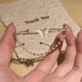 批發價- 韓國熱賣🇰🇷新款極光蝴蝶叠加珍珠閃石開口手鈪🎁配禮盒🎁 (8/3截 預計3月下旬)