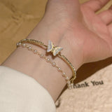 批發價- 韓國熱賣🇰🇷新款極光蝴蝶叠加珍珠閃石開口手鈪🎁配禮盒🎁 (8/3截 預計3月下旬)