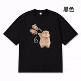 批發價-「不想再聽」脫去耳朵兔兔圖案男女裝寬鬆Tee🤍 (21/10截 預計11月中下旬)