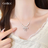 Golicc閃石蝴蝶結珍珠頸鍊 🎁配禮盒🎁 (15/6截 計7月中旬）