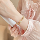 Golicc Pearl & Crystal Bracelet 香檳色水晶珍珠手鍊🎁配禮盒🎁 (1/7截 預計8月上旬)
